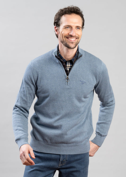 Cotton Half Zip Knitted Jumper