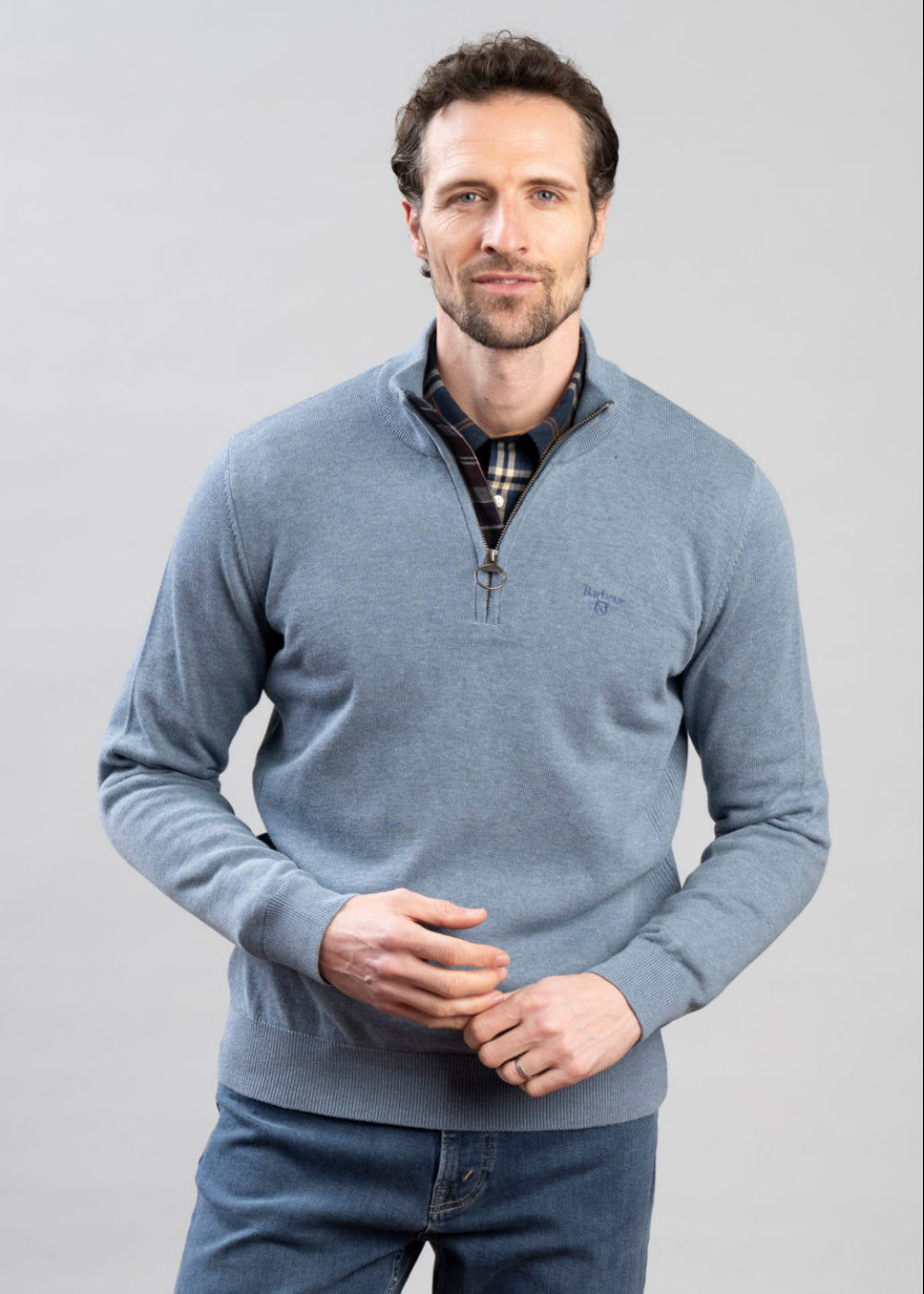 Cotton Half Zip Knitted Jumper