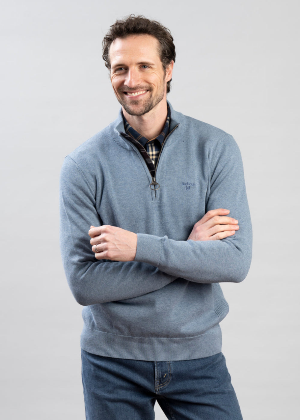 Cotton Half Zip Knitted Jumper