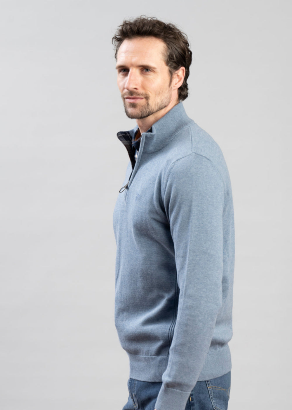 Cotton Half Zip Knitted Jumper
