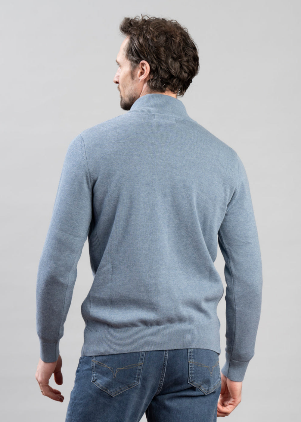 Cotton Half Zip Knitted Jumper