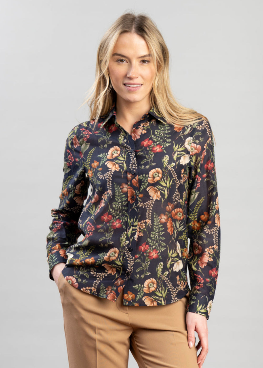 Floral Print Cotton Silk Shirt