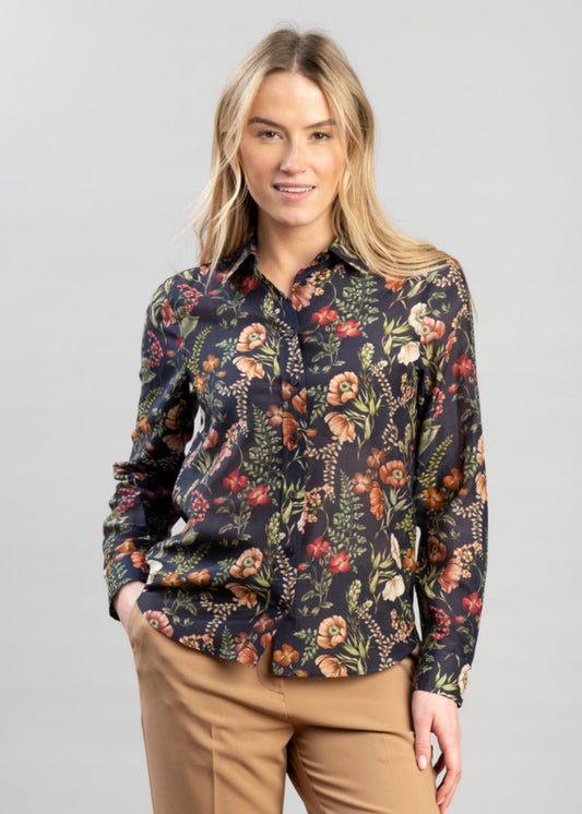 Floral Print Cotton Silk Shirt
