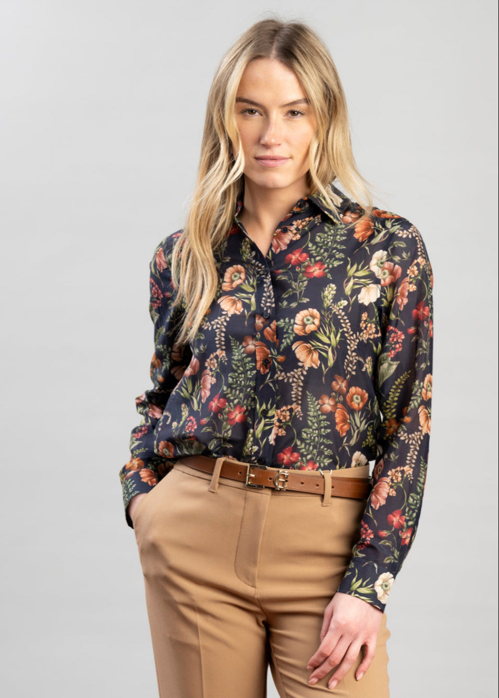 Floral Print Cotton Silk Shirt