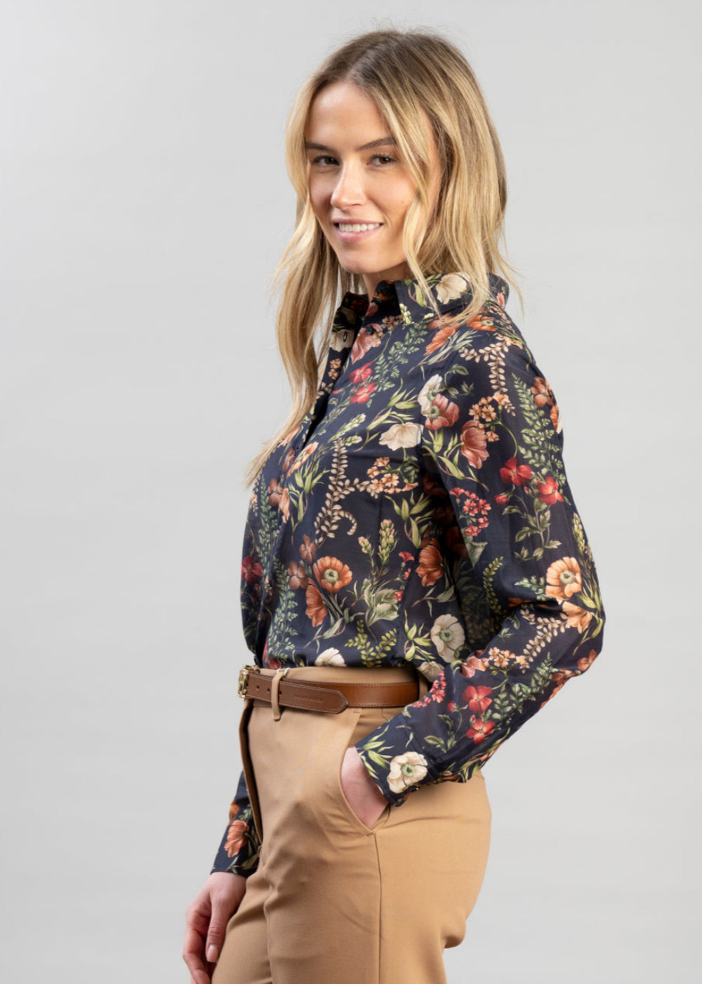 Floral Print Cotton Silk Shirt
