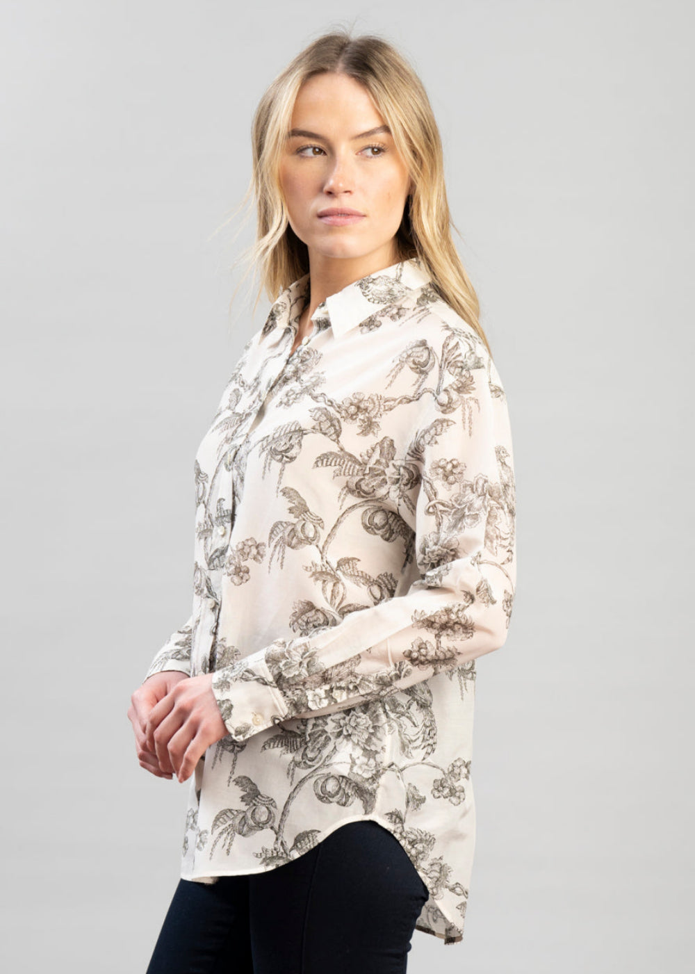 Tree Print Cotton Silk Shirt