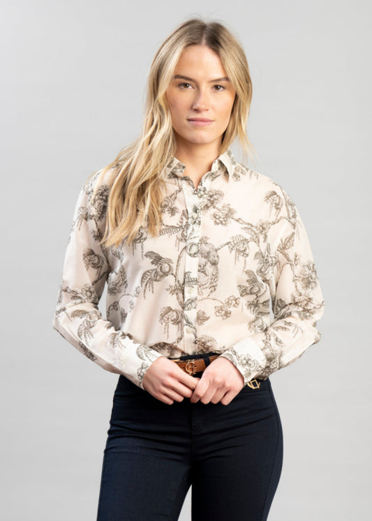 Tree Print Cotton Silk Shirt