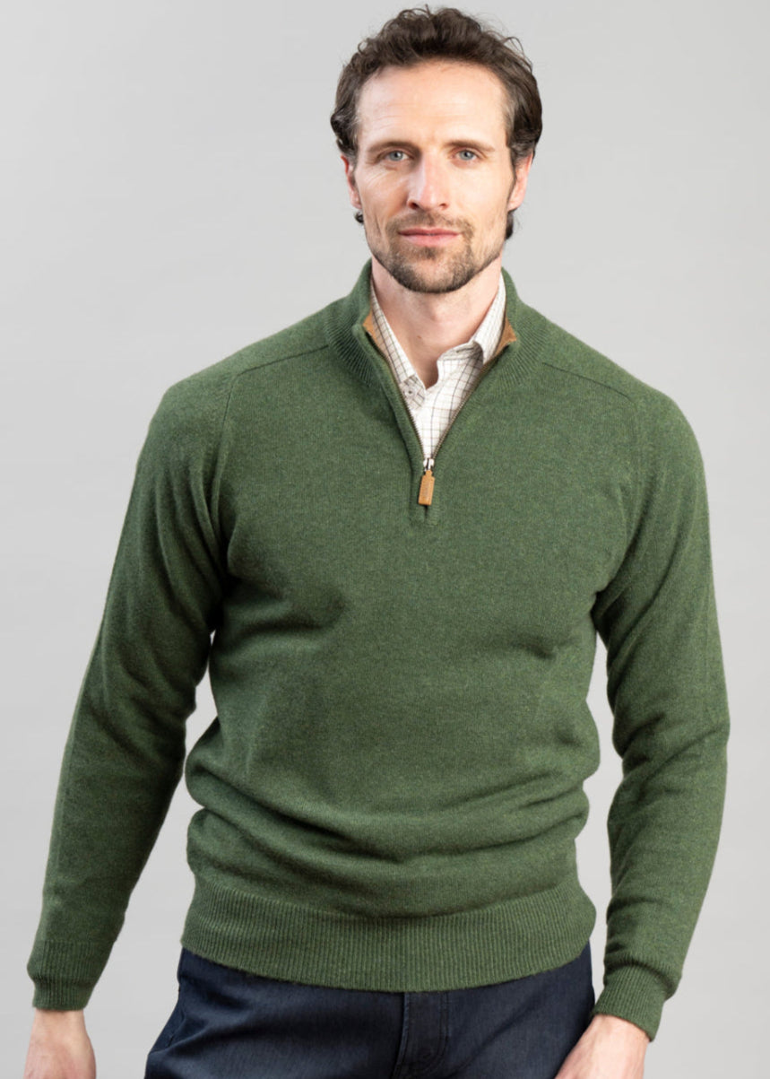 Cashmere 2 Ply Zip Neck Sweater