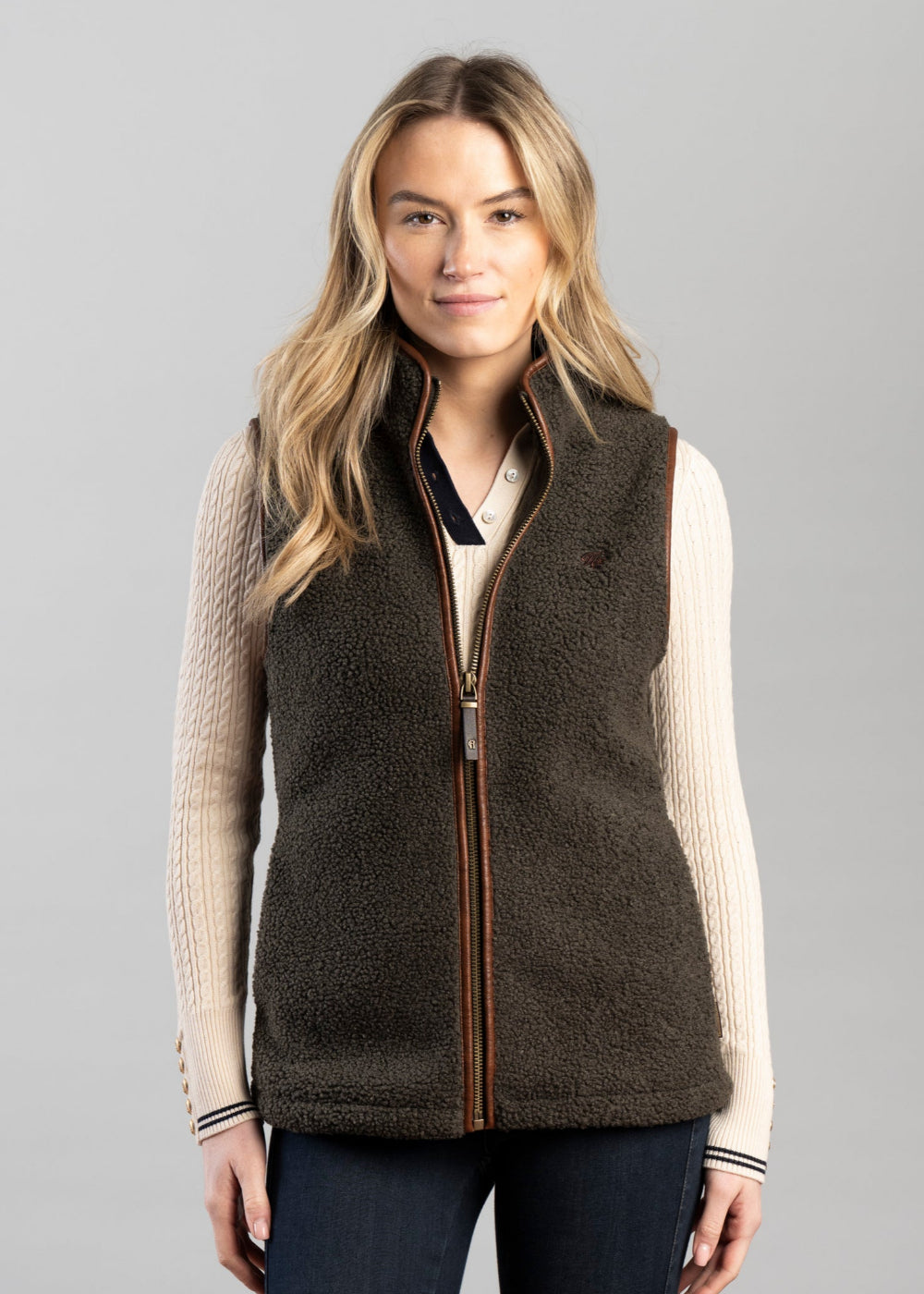 Holland Cooper Country Fleece Gilet – Khaki Borg – Humes Outfitters