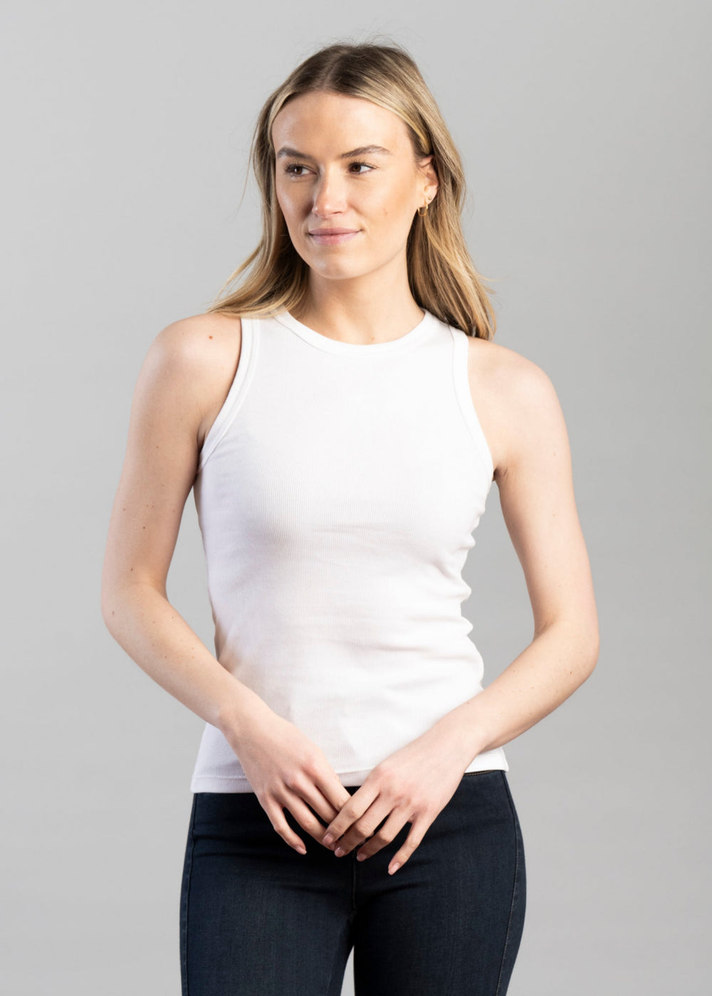 High Neck Rib Tank Top