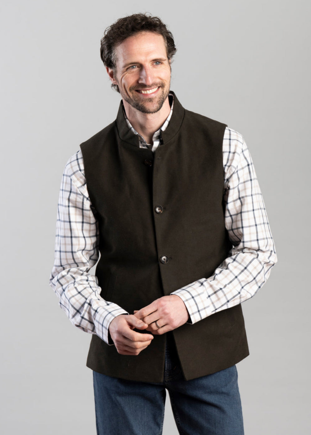 Schoffel Barnsdale Nehru Waistcoat – Forest – Humes Outfitters