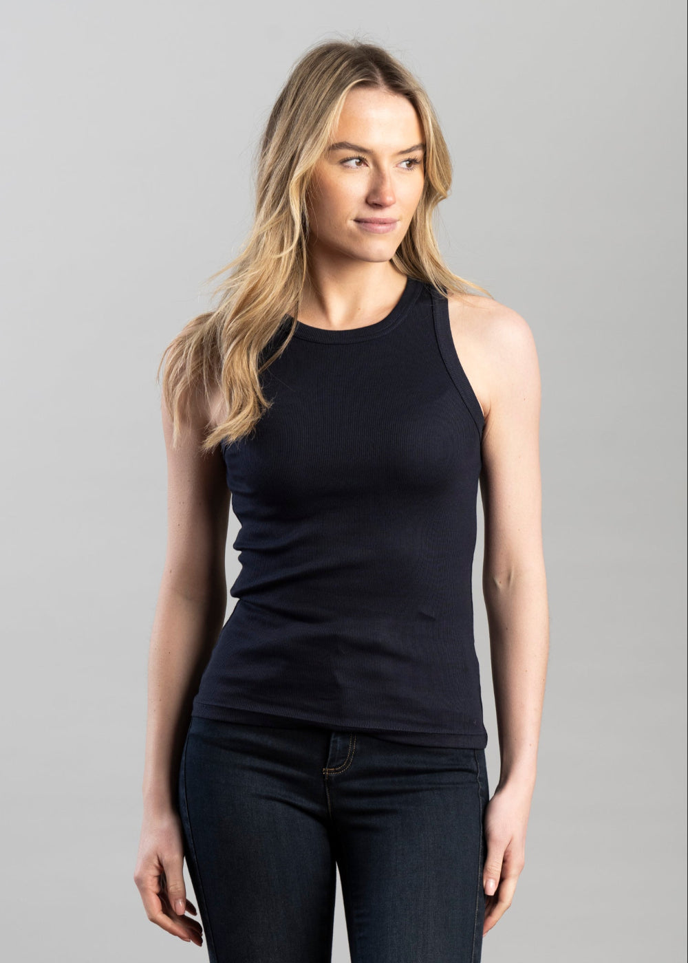 High Neck Rib Tank Top