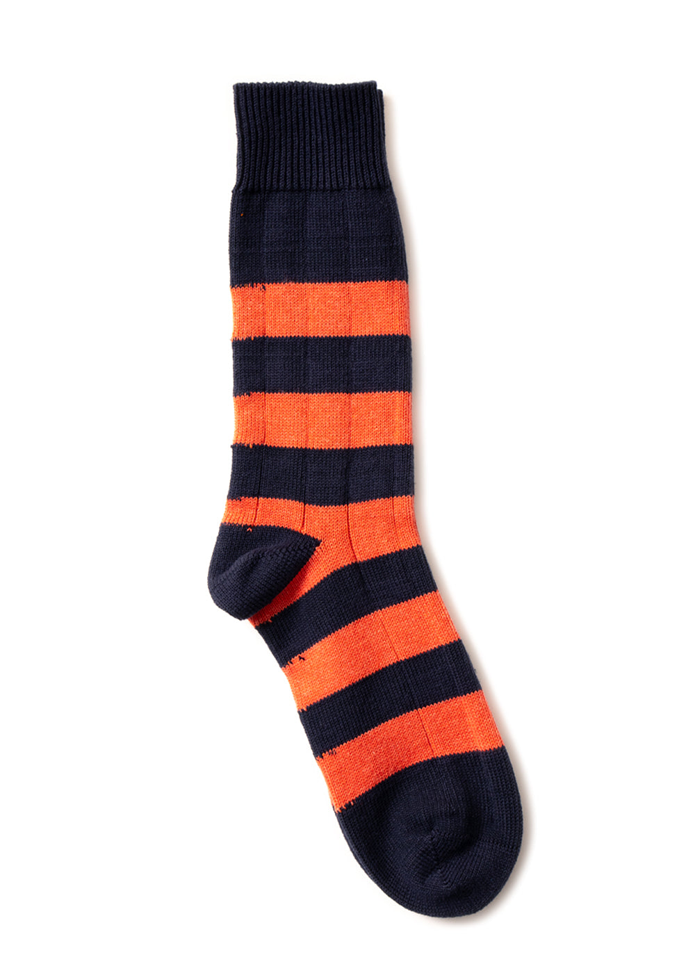 Rugger Stripe Socks - Navy and Burnt Orange