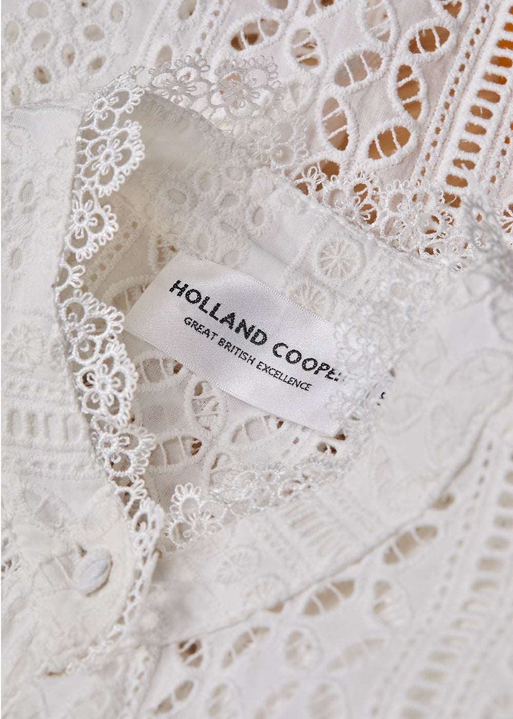 Collarless Broderie Shirt