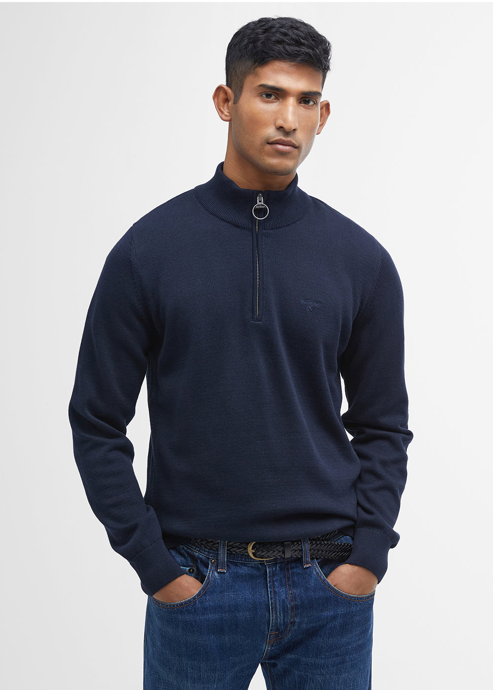 Cotton Half Zip Knitted Jumper