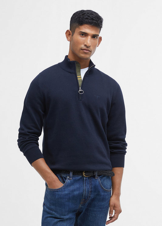 Cotton Half Zip Knitted Jumper