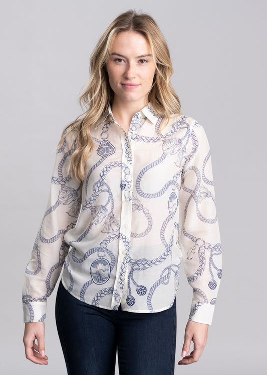Sailing Print Cotton Silk Shirt