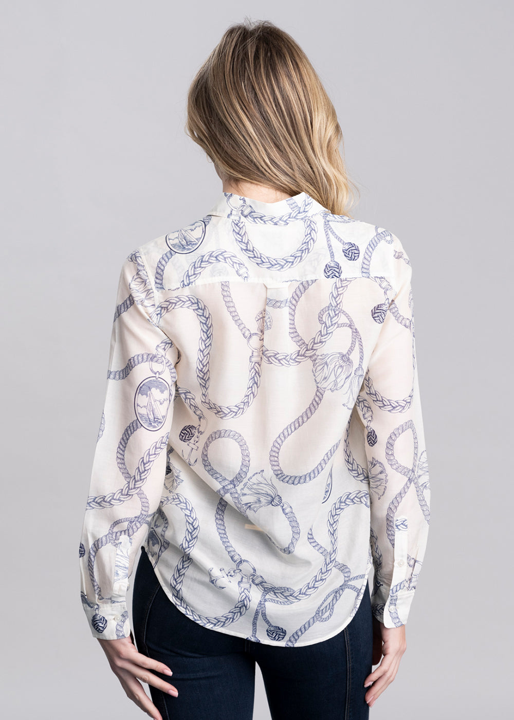 Sailing Print Cotton Silk Shirt