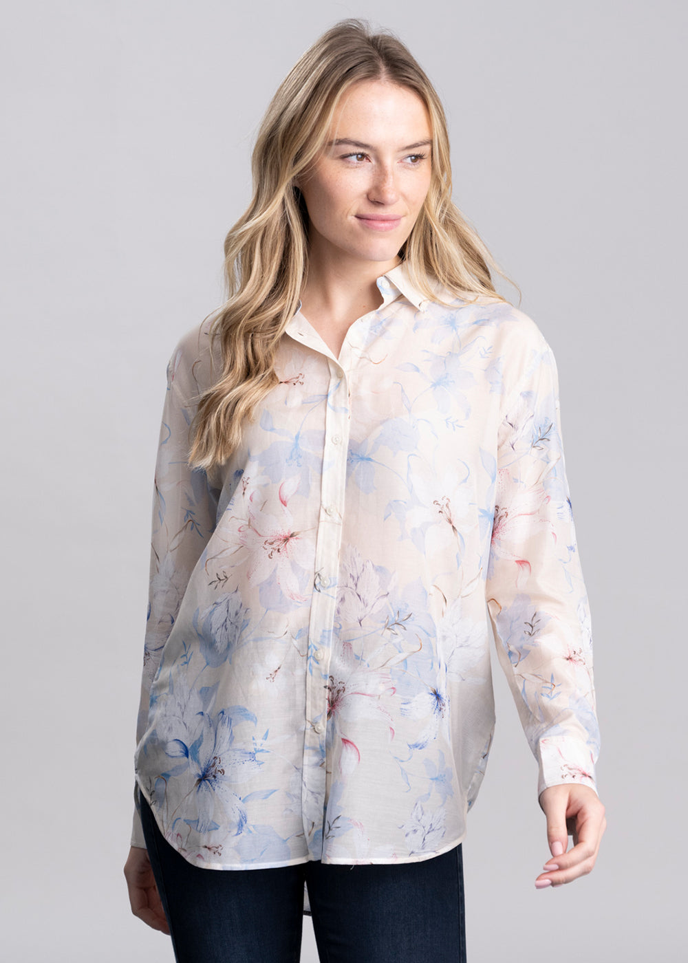 Floral Print Cotton Silk Shirt