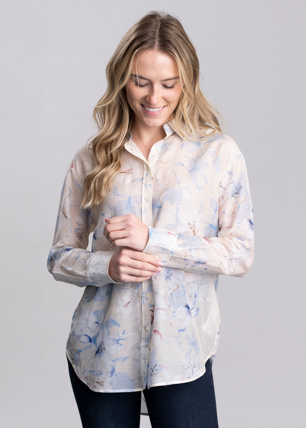 Floral Print Cotton Silk Shirt