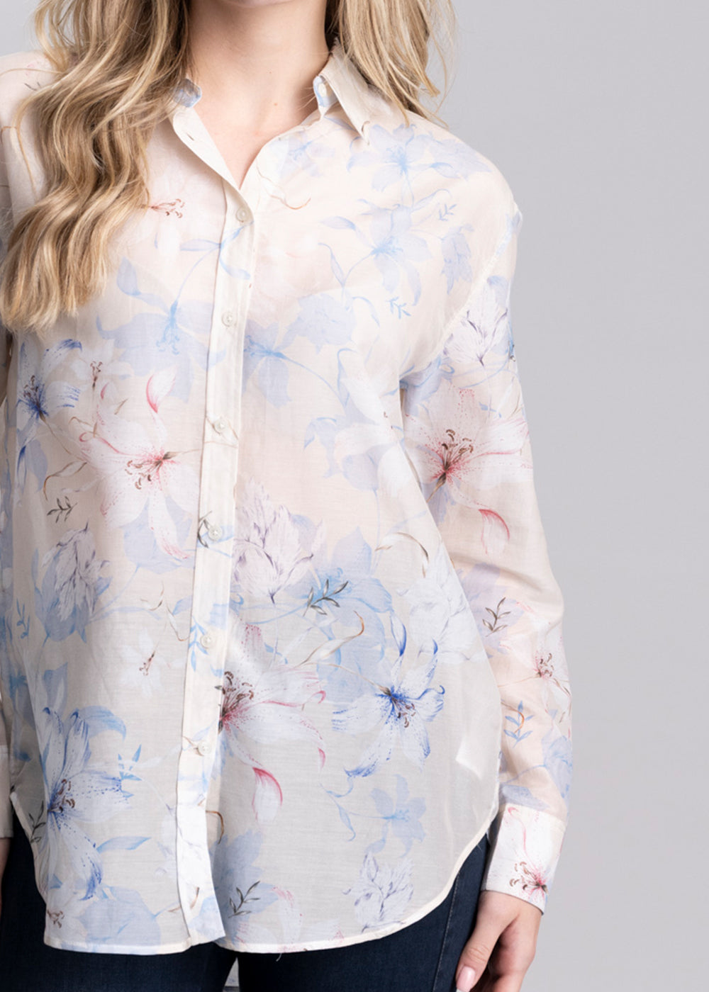 Floral Print Cotton Silk Shirt