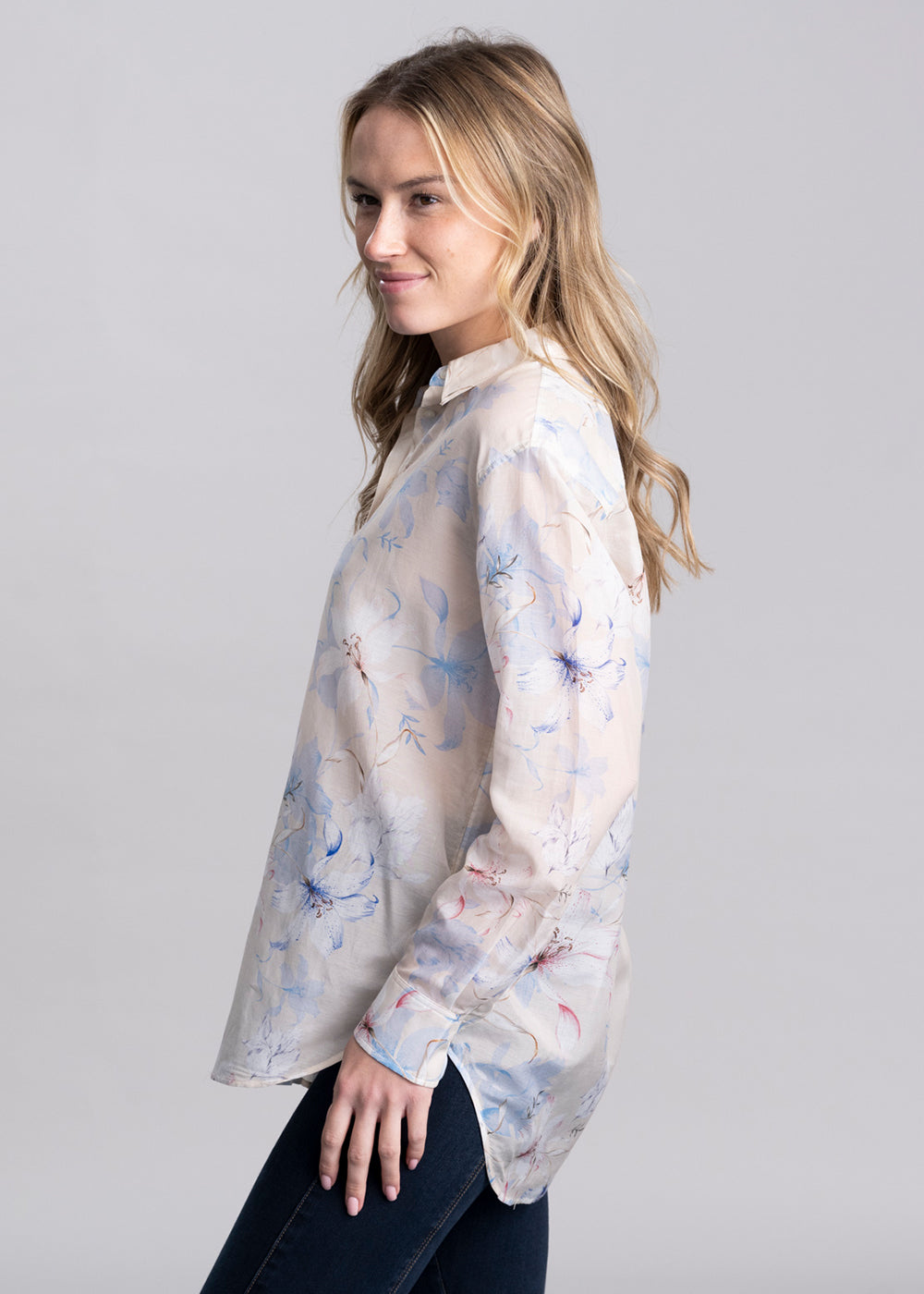 Floral Print Cotton Silk Shirt