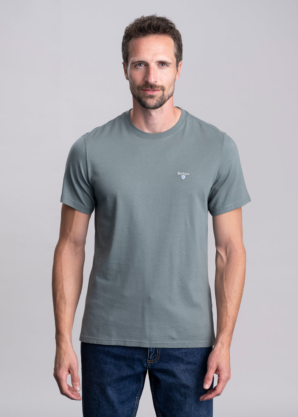 Barbour Tartan Sports T-Shirt – Vintage Teal – Humes Outfitters