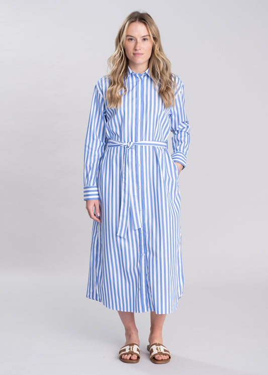 Striped Poplin Shirt Dress