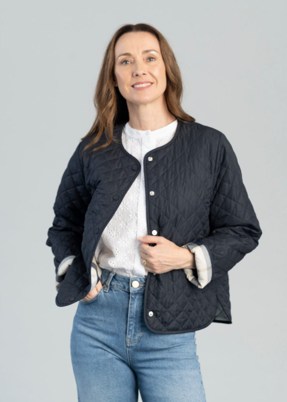 Cashel Collarless Quilted Jacket