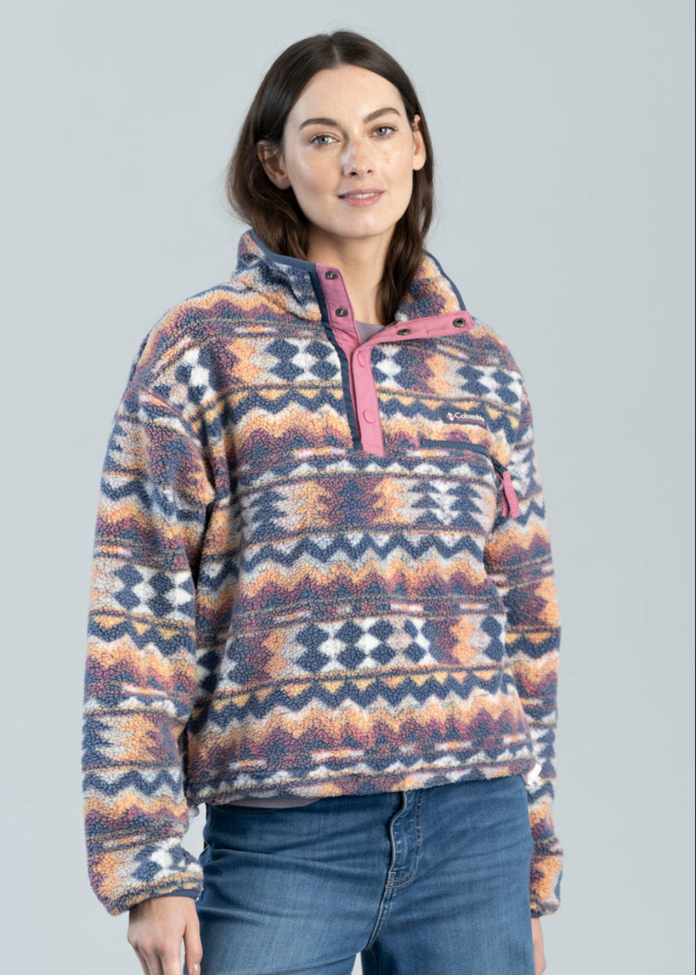 Helvetia II Printed Cropped Half Snap Fleece