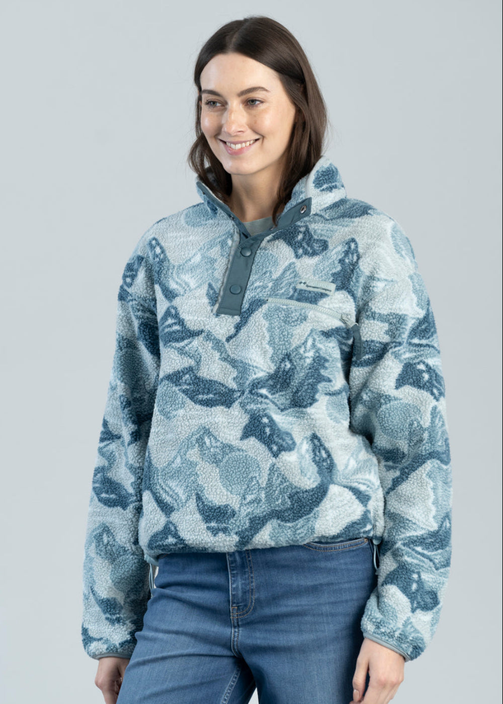 Helvetia II Printed Cropped Half Snap Fleece