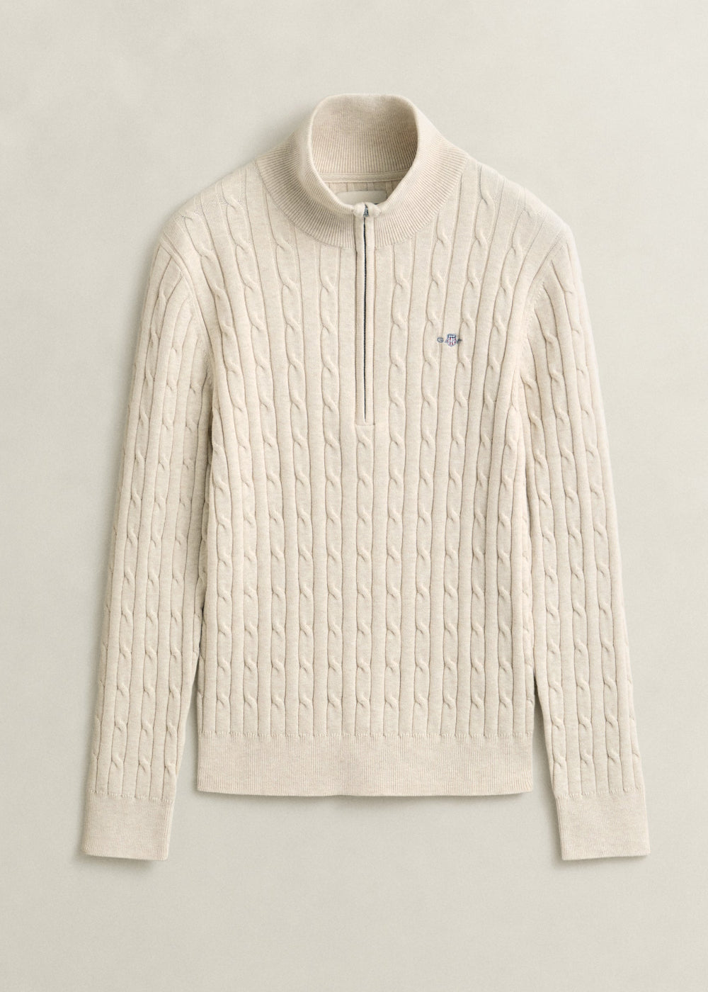 Stretch Cotton Cable Half Zip