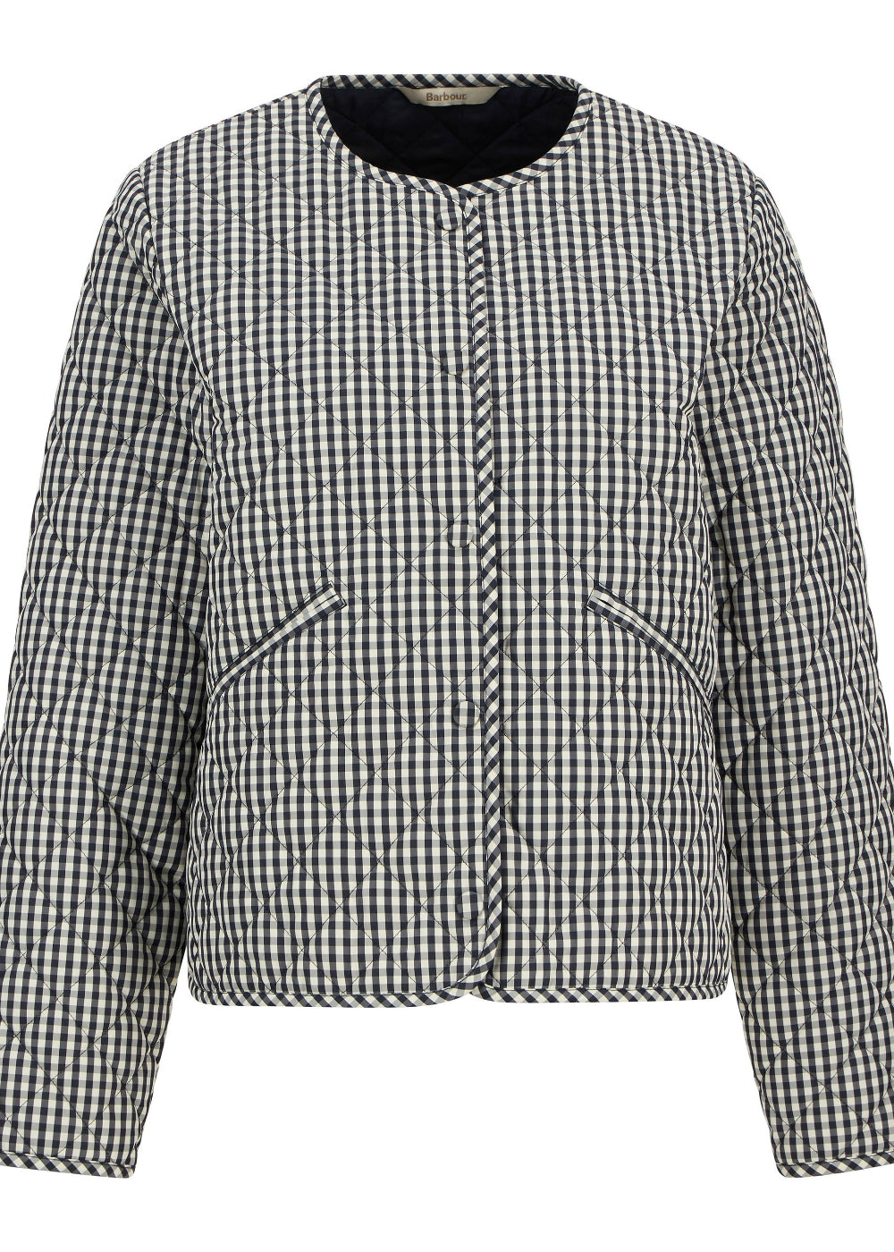 Cashel Check Collarless Quilted Jacket
