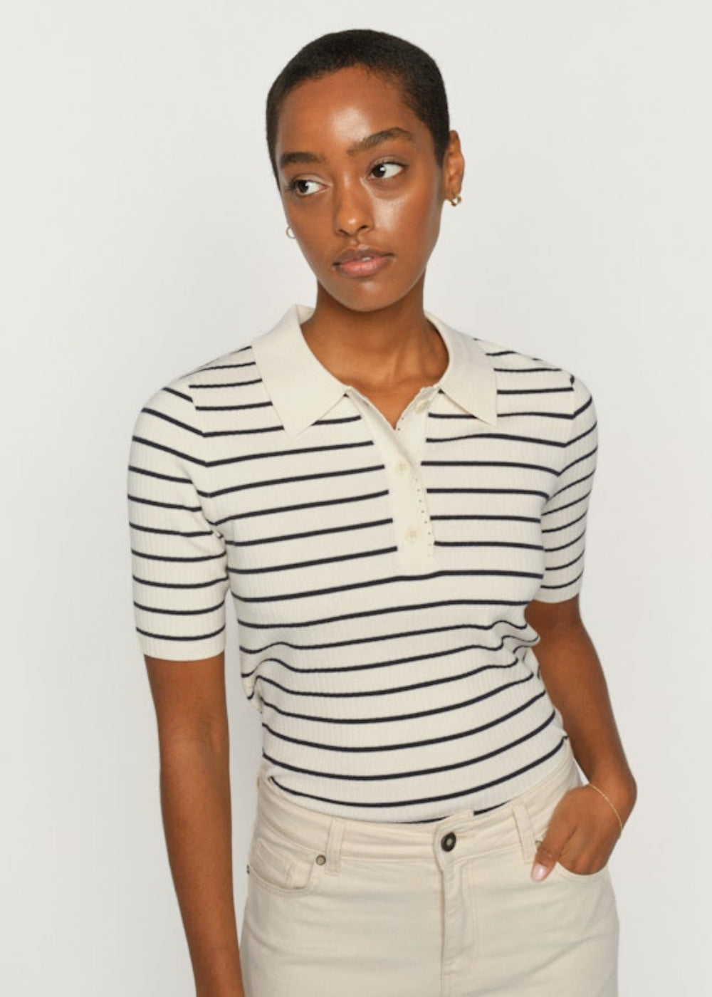 Mos Mosh MMCaliz Stripe Short Sleeve Knit – Salute Navy – Humes