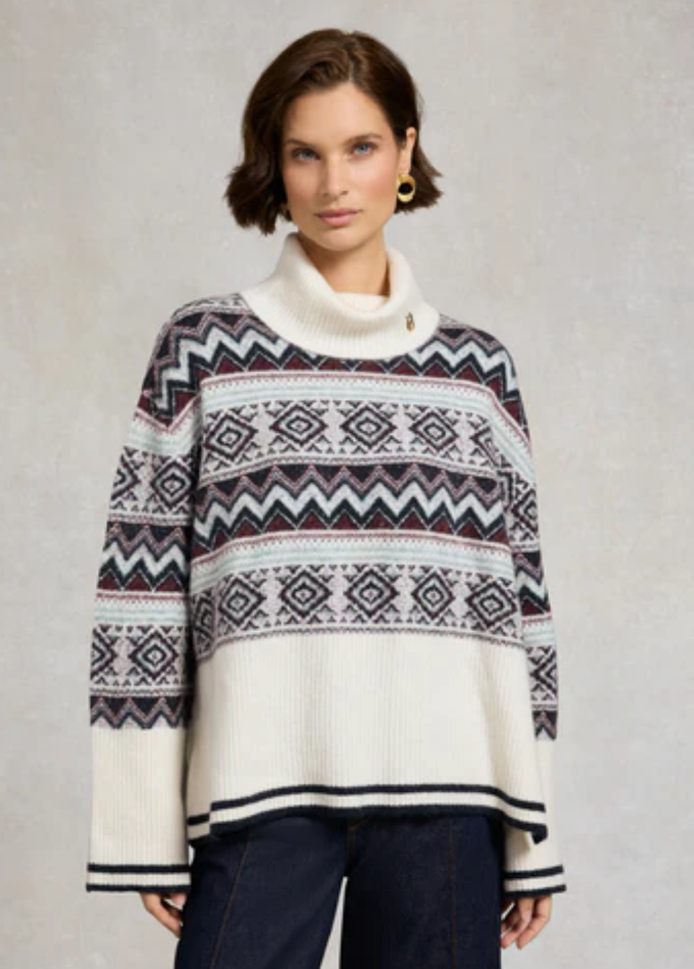 Antonia Fairisle Roll Neck Knit