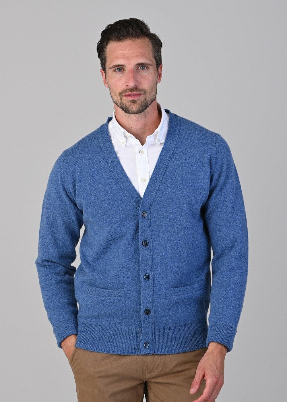 Rob 2 Ply Lambswool Cardigan - Clyde - 0