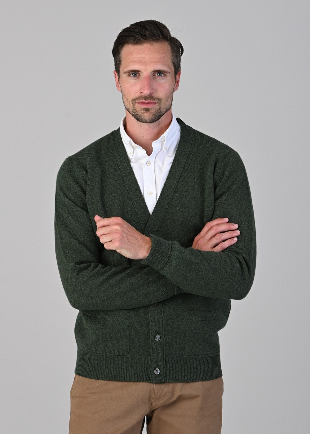 Rob 2 Ply Lambswool Cardigan - Rosemary - 0