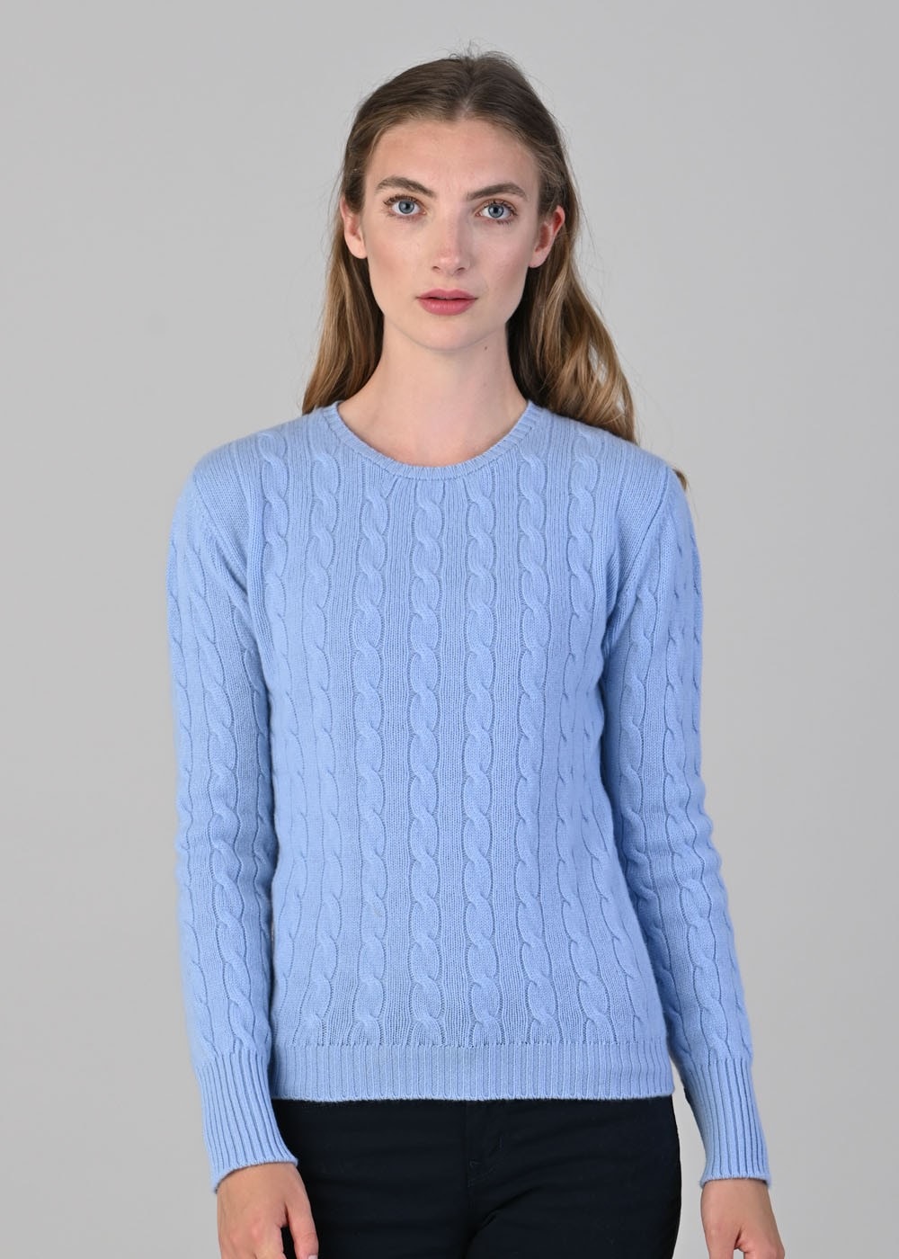 Sophia Cashmere Cable Crew Neck - Hyacinth - 1