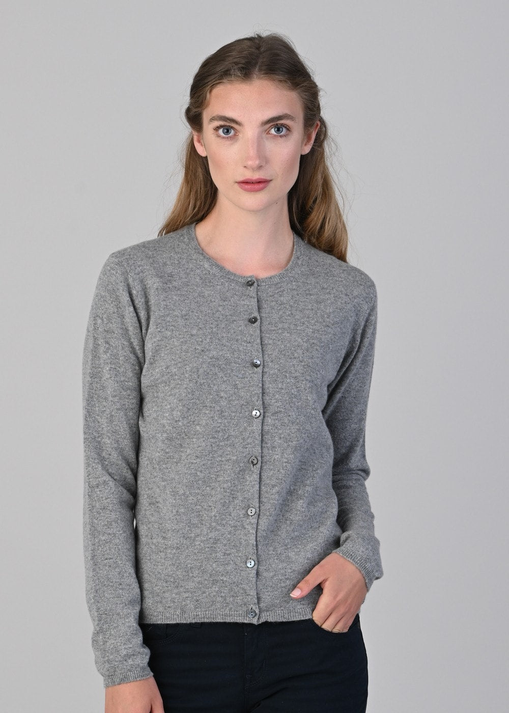 High Button Taylor & Twill Millie Cashmere High Button Cardigan – Flannel – Humes ...