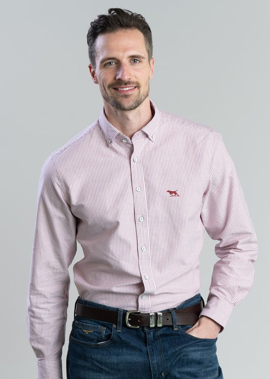 Gunn Oxford Striped Shirt - Port - 0
