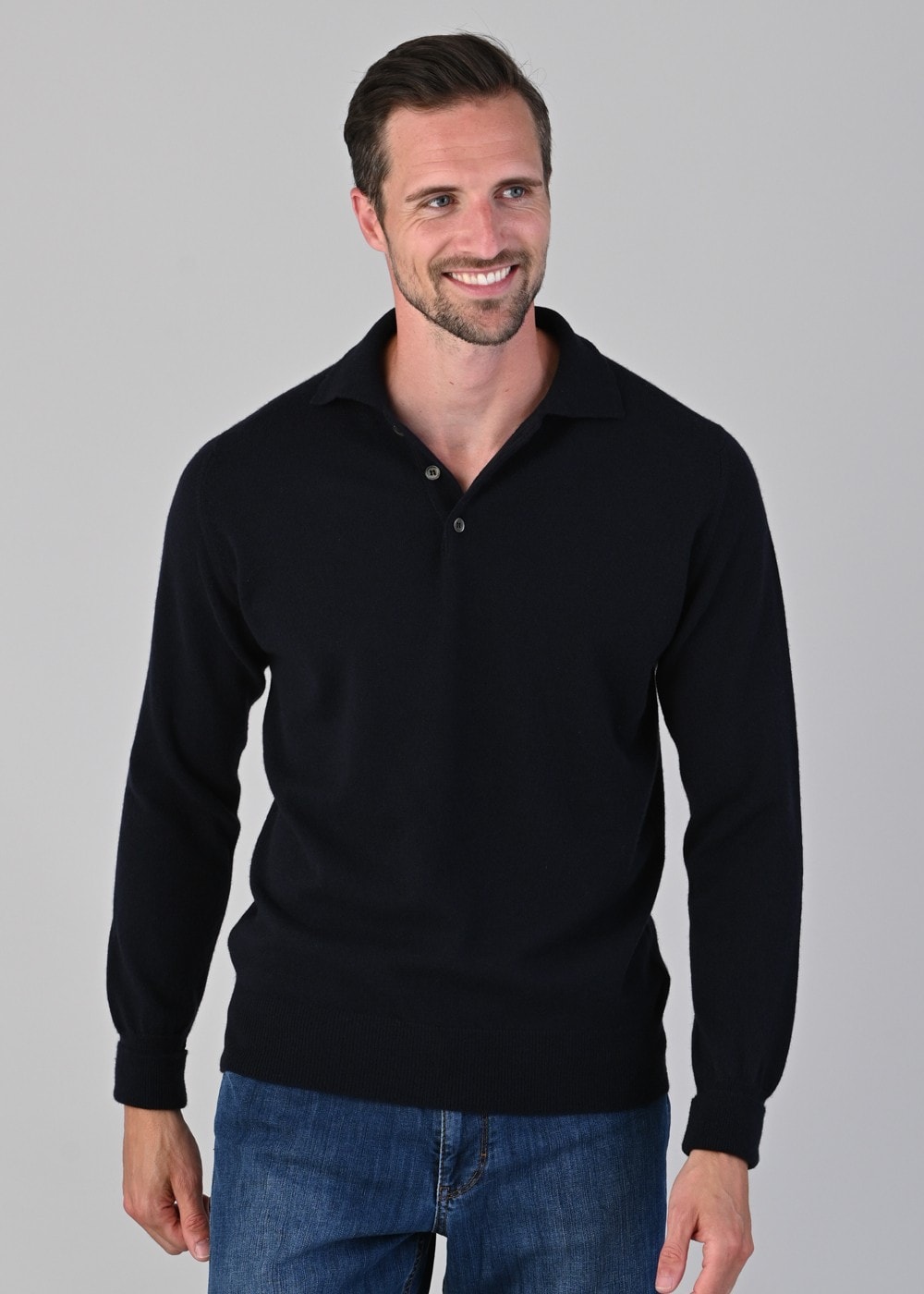 William Lockie Oxton Ply Cashmere Sport Shirt – Navy – Humes