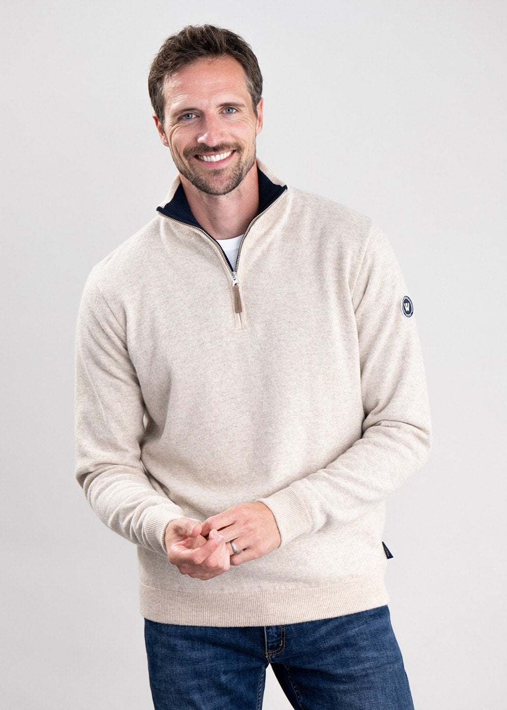 Stellan T-Neck Windproof Sweater - Sand - 0
