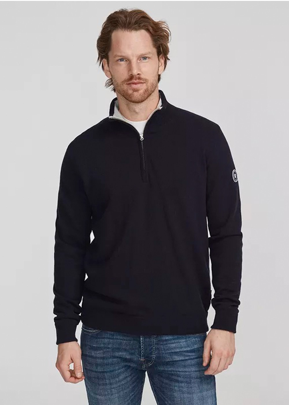 Stellan T-Neck Windproof Sweater - Navy - 0
