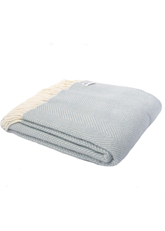 Fortrose Fishbone Throw - Duck Egg - 0