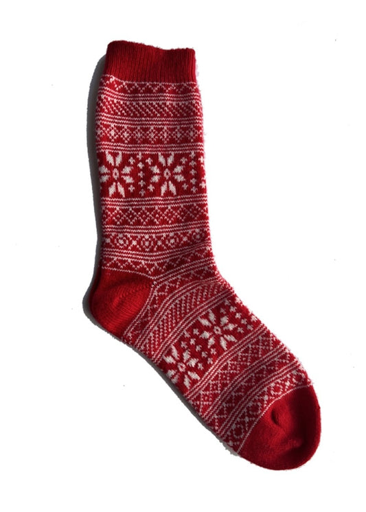 Fairisle Cashmere Socks - Cardinal - 1