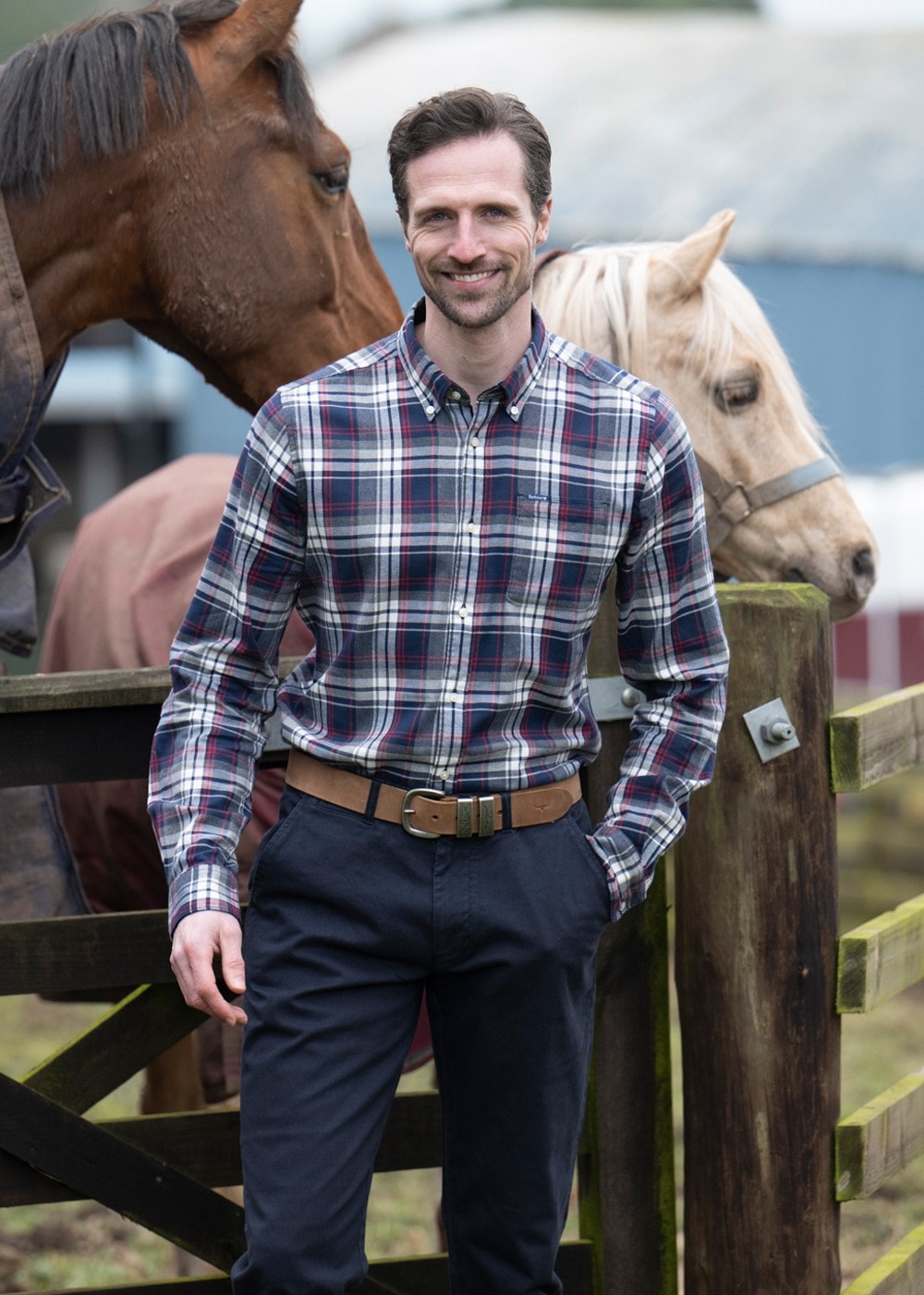 Barbour Crossfell Tailored Checked Shirt – Navy – Humes Outfitters