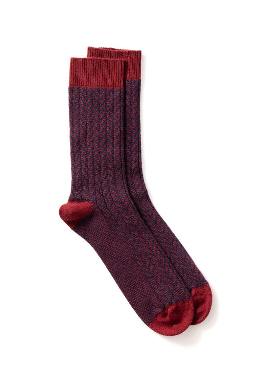 Felix Chevron Cashmere Socks AW23 - Plum and Midnight - 0