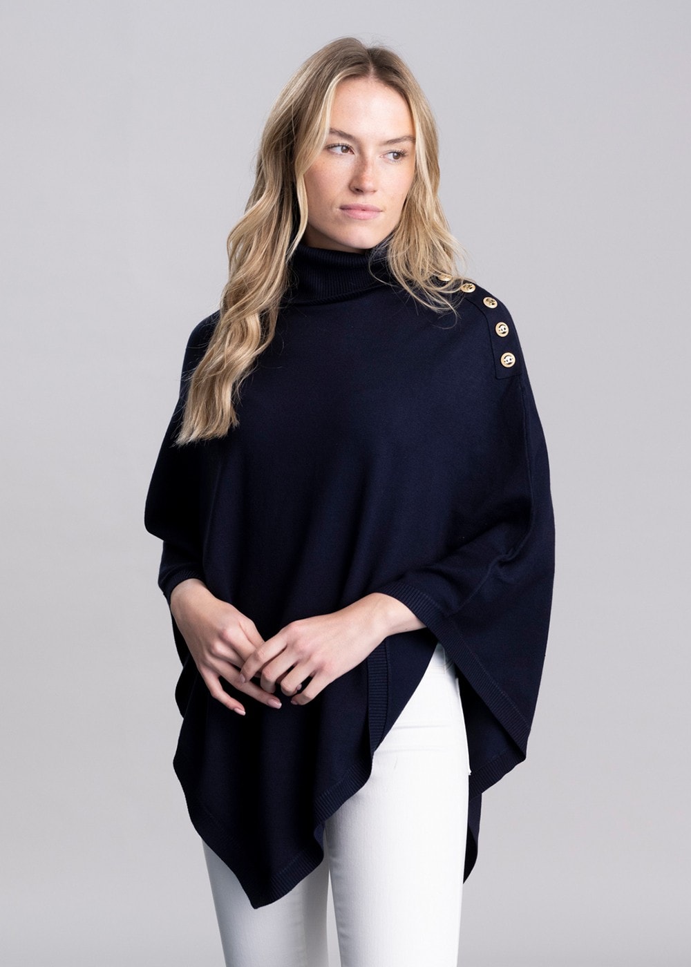 Roll Neck Cape AW24 - Ink Navy - 1
