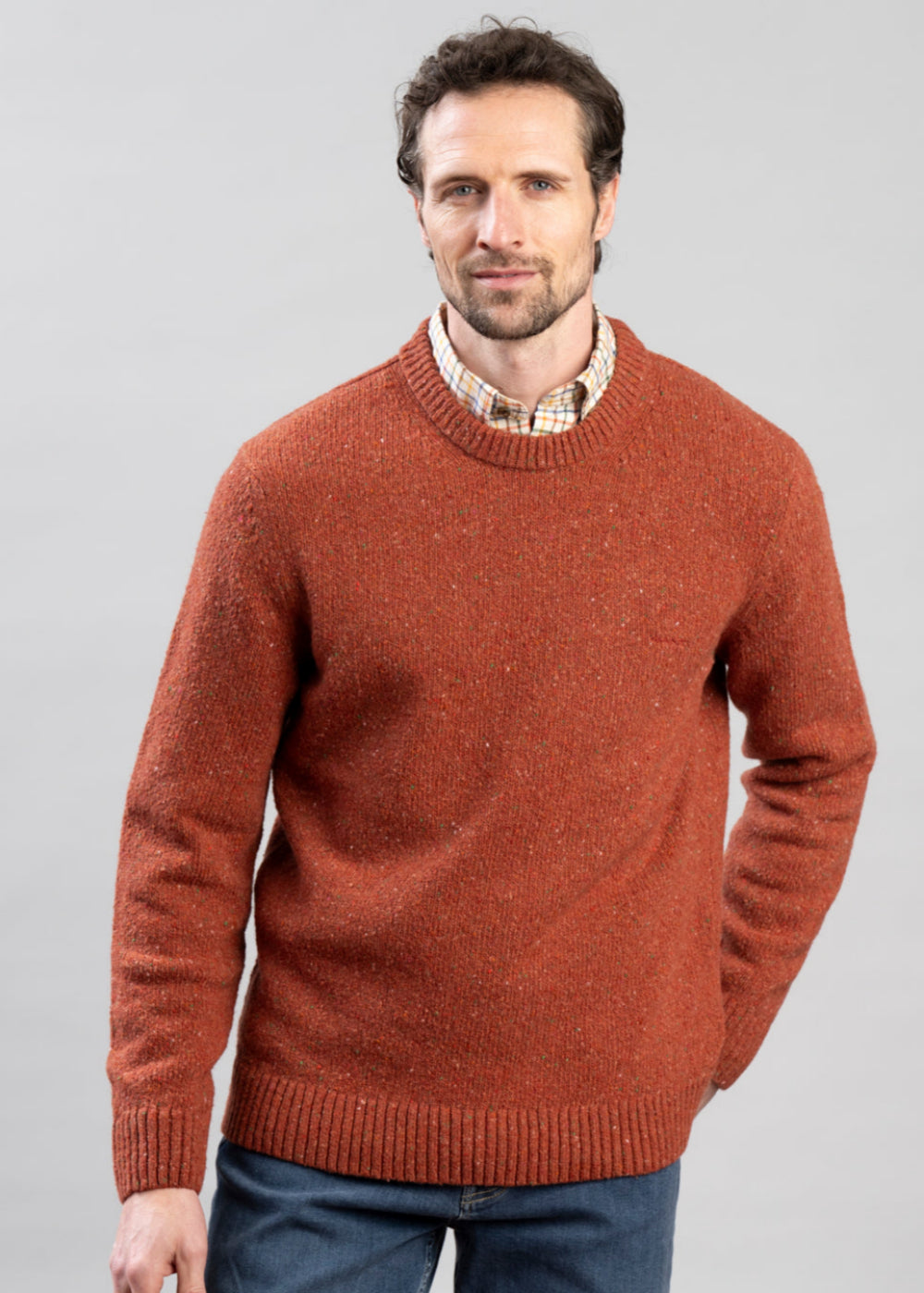 Wool Blend Neps Crew Neck