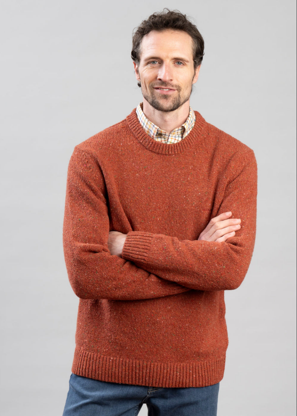 Wool Blend Neps Crew Neck
